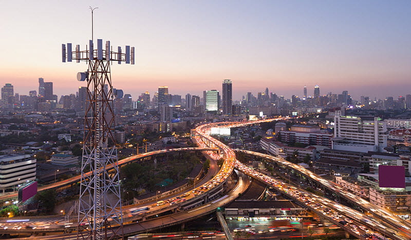 Cell tower over Freeway