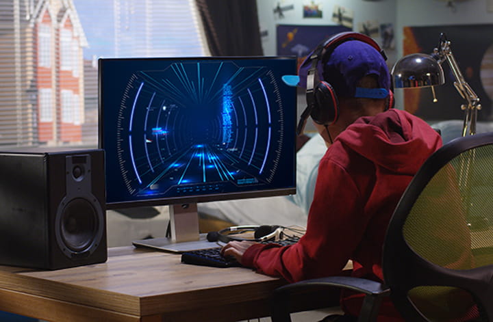 Boy playing video games