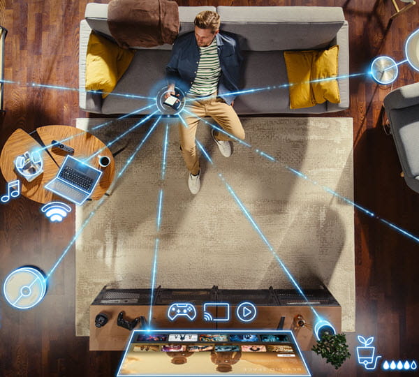 Illustration showing home devices connectivity